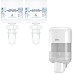 Tork Sapone a schiuma mani profumazione delicata Mini S5 2 cartucce + dispenser omaggio