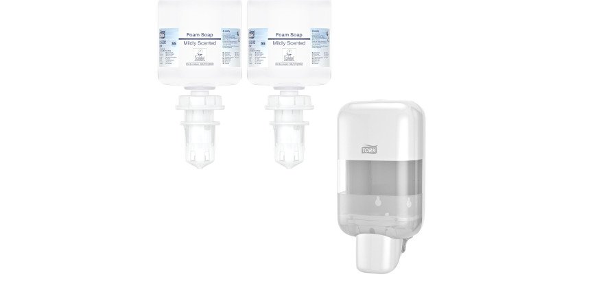Tork Sapone a schiuma mani profumazione delicata Mini S5 2 cartucce + dispenser omaggio