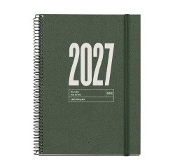 Agenda Recycled Dark Green semana vista espiral 115 x 213 mm Miquelrius