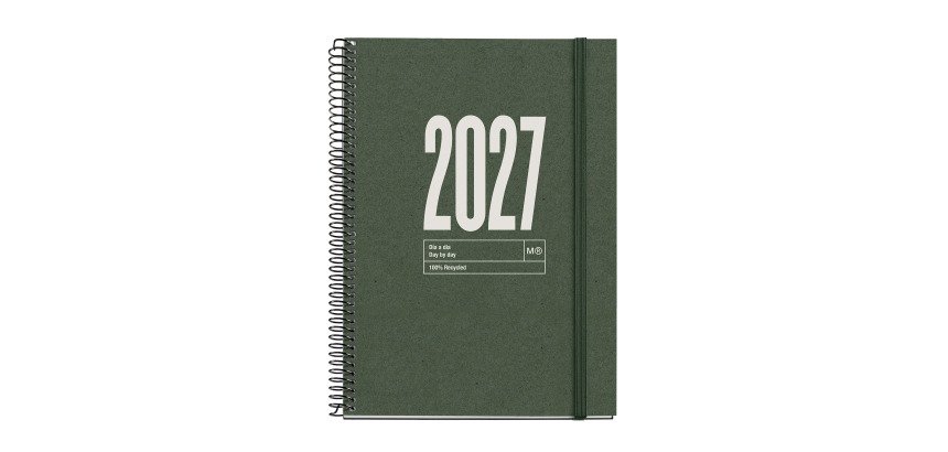 Agenda Recycled Dark Green semana vista espiral 115 x 213 mm Miquelrius