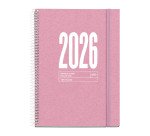 Agenda Recycled Rosa semana vista espiral 115 x 213 mm Miquelrius