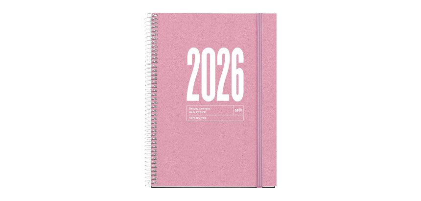 Agenda Recycled Rosa semana vista espiral 115 x 213 mm Miquelrius