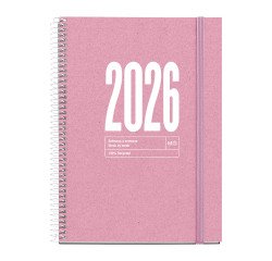 Agenda Recycled Rosa semana vista espiral Catalán 115 x 213 mm Miquelrius