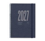 Agenda Recycled Dark Blue semana vista espiral Catalán 115 x 213 mm Miquelrius