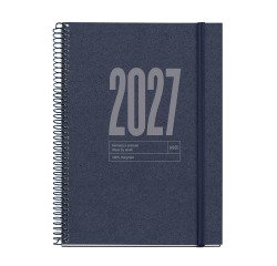 Agenda Recycled Dark Blue semana vista espiral Catalán 115 x 213 mm Miquelrius