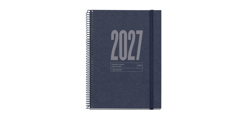 Agenda Recycled Dark Blue semana vista espiral Catalán 115 x 213 mm Miquelrius