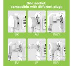 Adattatore da viaggio universale 150 Paesi - 2 porte USB-A, 1 porta USB-C - Bianco