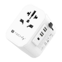 Adattatore da viaggio universale 150 Paesi - 2 porte USB-A, 1 porta USB-C - Bianco