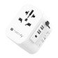 Adattatore da viaggio universale 150 Paesi - 2 porte USB-A, 1 porta USB-C - Bianco