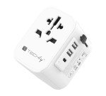 Adattatore da viaggio universale 150 Paesi - 2 porte USB-A, 1 porta USB-C - Bianco