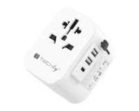 Adattatore da viaggio universale 150 Paesi - 2 porte USB-A, 1 porta USB-C - Bianco
