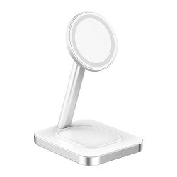 ```html
Wireless charging station 15W Qi stand white Force Power
```
