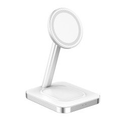 ```html
Wireless charging station 15W Qi stand white Force Power
```