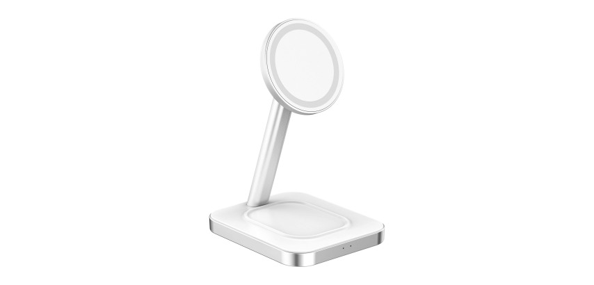 Ladestation für kabelloses Laden 15W Qi Stand weiß Force Power