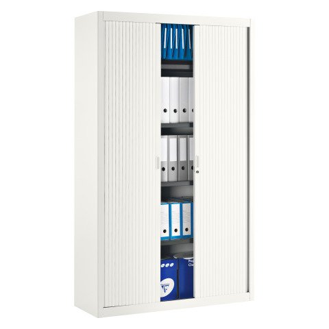 Armario de oficina metálico desmontable Clásico Alt. 200 x An. 120 cm Blanco Puertas persiana