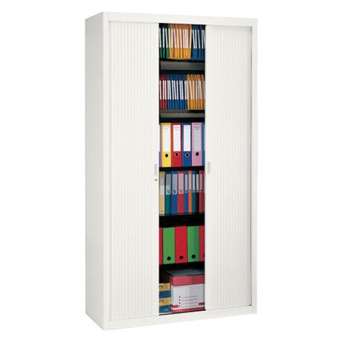 Armario de oficina metálico desmontable Clásico Alt. 220 x An. 120 cm Blanco Puertas persiana