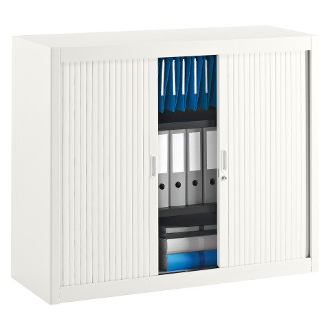 Armarios de oficina metálico desmontable Clásico Alt. 100 x An. 120 cm Blanco Puerta persiana