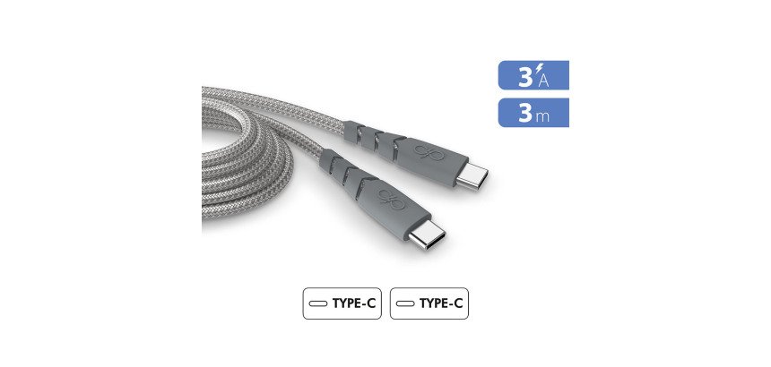 Force Power câble ultra-renforcé USB C / USB C  3 m gris