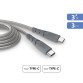 Force Power câble ultra-renforcé USB C / USB C  3 m gris