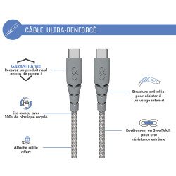 <b>Ultra-reinforced USB C / USB C power cable 3 m gray</b>