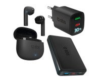 SBS Kit: Auricolari TWS Wireless + Caricatore a muro + PowerBank 10.000 mAh Colore nero