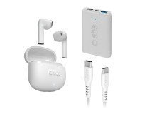 SBS Kit: Cuffie Wireless + Cavi di alimentazione + PowerBank 5.000 mAh Colore biano