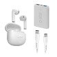 SBS Kit: Cuffie Wireless + Cavi di alimentazione + PowerBank 5.000 mAh Colore biano
