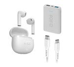 SBS Kit: Cuffie Wireless + Cavi di alimentazione + PowerBank 5.000 mAh Colore biano