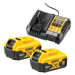 DeWALT DCB1104P2-QW Kit 2 Baterías carril XR 18V Li-Ion 5Ah y Cargador XR 12V - 18V carril Li-Ion
