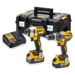 DeWALT DCK266P2T-QW KIT XR = DCD796 Taladro Percutor + DCF887 Atornillador Impacto + 2 baterías Li-Ion 5Ah + maletín TSTAK