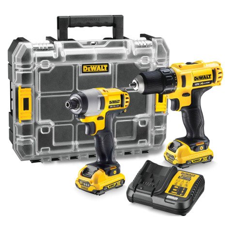 DeWALT DCK211D2T-QW KIT DCD710 Taladro Atornillador XR + DCF815 Atornillador Impacto XR + Organizador TSTAK V con 2 baterías Li-Ion 2Ah