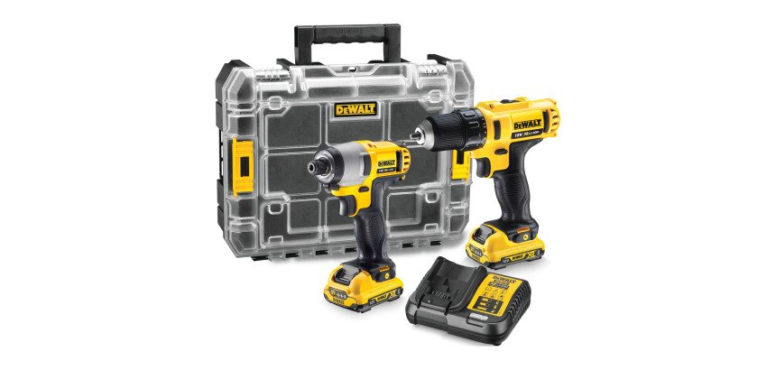 DeWALT DCK211D2T-QW KIT DCD710 Taladro Atornillador XR + DCF815 Atornillador Impacto XR + Organizador TSTAK V con 2 baterías Li-Ion 2Ah