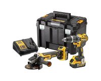DeWALT DCK2080P2T-QW KIT XR 18V DCD796 Taladro Percutor + DCG405 Amoladora + 2 baterías Li-Ion 5Ah + maletín TSTAK VI