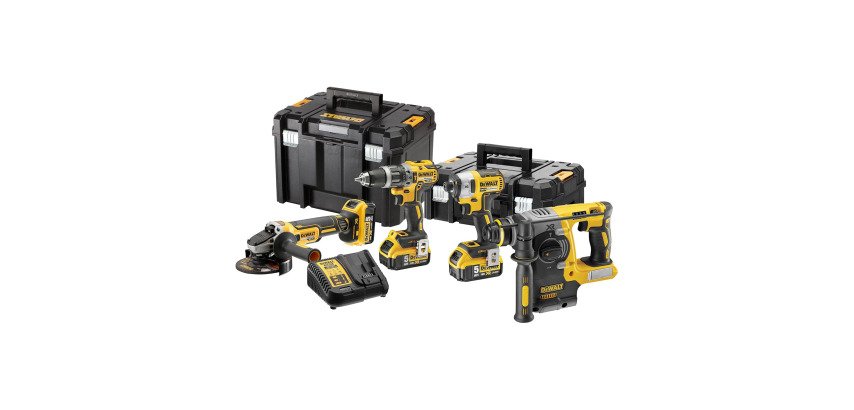 DeWALT DCK422P3T-QW KIT XR 18V con  Taladro Percutor -  Atornillador Impacto - Amoladora - Martillo