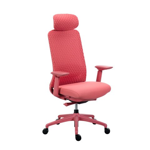 Silla de oficina Mel color coral con reposabrazos y reposacabezas