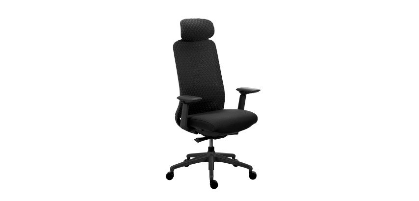 Office Chair MEL fabric - with 4D armrests, headrest, adjustable seat depth and lumbar support - Self-regulated Synchronous Mechanism - Nylon feet