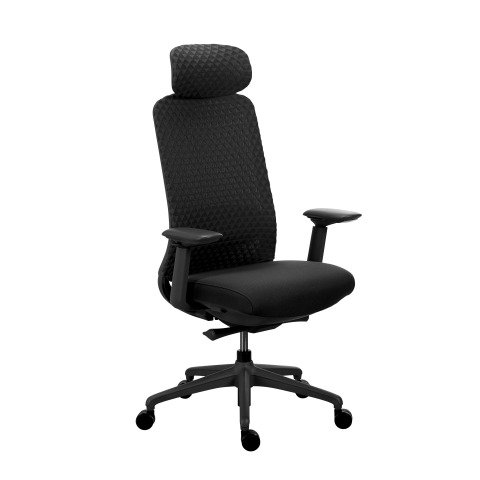 Silla de oficina Mel negro con reposabrazos y reposacabezas