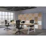 Table de réunion Energy L 200 x P 100 x H 74 cm pied métal blanc