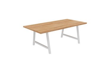 <table>Meeting table Synergy L 200 x W 100 x H 74 cm white metal base</table>