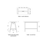 Table haute Energy L 140 x P 80 x H 107 cm pied métal blanc
