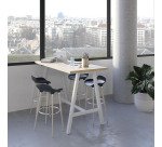 Table haute Energy électrifiée L 140 x P 80 x H 107 cm pied métal blanc