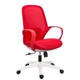 Chaise de bureau SHELL tissu et maille - Structure blanche - avec accoudoirs fixes - Mécanisme basculant centré - Pied blanc
