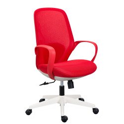 Chaise de bureau SHELL tissu et maille - Structure blanche - avec accoudoirs fixes - Mécanisme basculant centré - Pied blanc