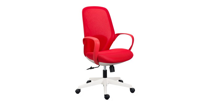 Silla de oficina SHELL tela y malla - Estructura blanca - con reposabrazos fijos - Mecanismo basculante centrado - Base blanca