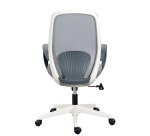 Bürostuhl SHELL Stoff und Mesh - Weißes Gestell - mit festen Armlehnen - Zentrierter Wippmechanismus - Weißer Fuß