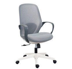 Chaise de bureau Shelly tissu et maille - Structure blanche - avec accoudoirs fixes - Mécanisme basculant centré - Pied blanc