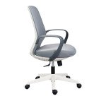 Bürostuhl SHELL Stoff und Mesh - Weißes Gestell - mit festen Armlehnen - Zentrierter Wippmechanismus - Weißer Fuß