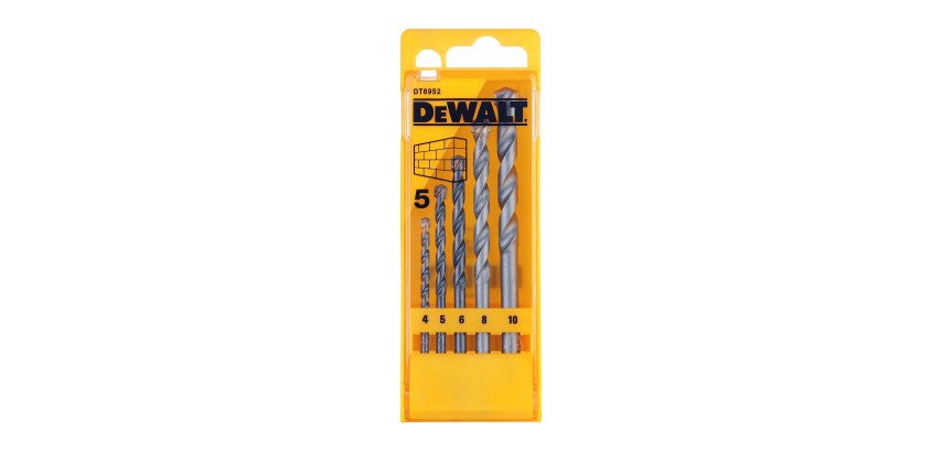 DeWALT DT6952-QZ Juego de 5 brocas para piedra en cassette de plástico Ø 4,5,6,8,10mm