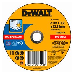 DeWALT DT43903-QZ Disco de corte plano inox con grano profesional de óxido de aluminio Thin Cut 115 x 1.2 x 22.23mm