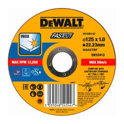 DeWALT DT43902-QZ Disco de corte plano inox con grano profesional de óxido de aluminio Fast Cut 125 x 1 x 22.23mm